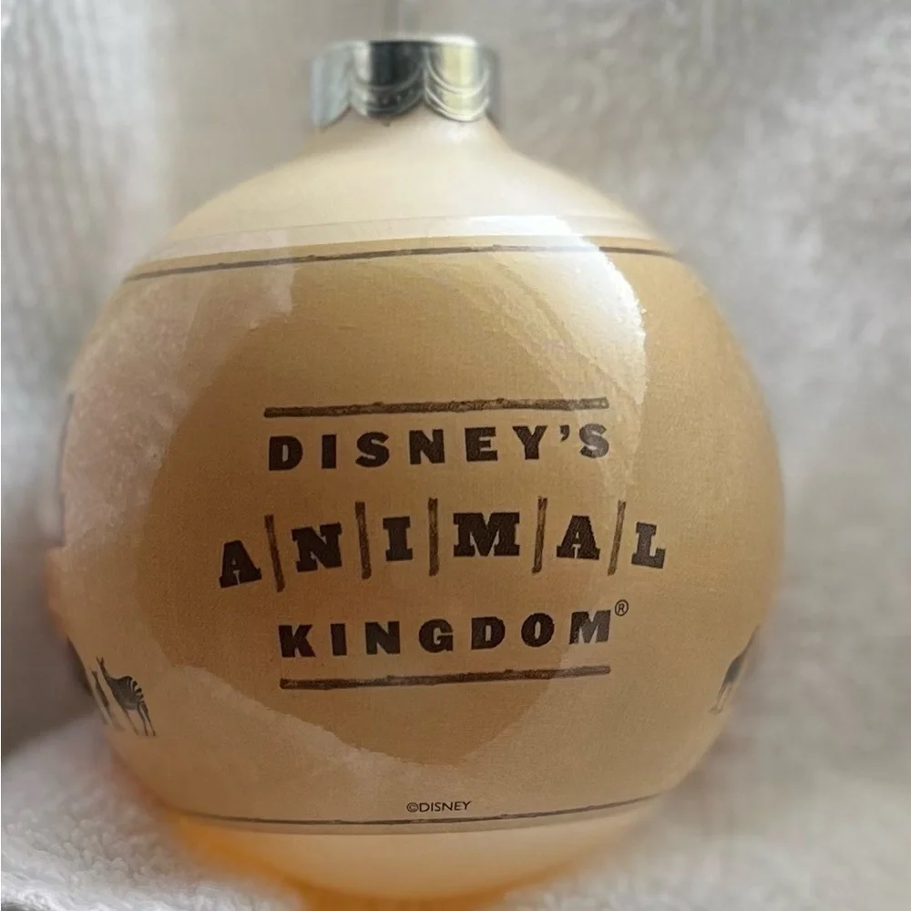 2001 Disney Animal Kingdom Park Christmas Tree Glass Ball Ornament Tiger Vintage